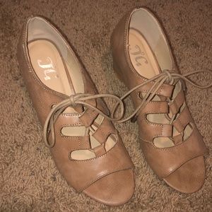 Tan high heels